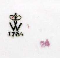 Wallendorf lány agárral, kézzel festett, jelzett, hibátlan, m:27, h:23 cm/ Wallendorf girl with dog,...