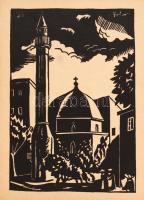 cca 1940 Pécsi Emlékalbum, Pécs nevezetességei 10 db linómetszettel