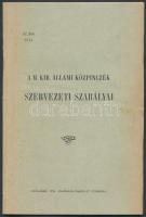 1914 Bp., A M. Kir. Állami Közpincék szervezeti szabályai, 27p