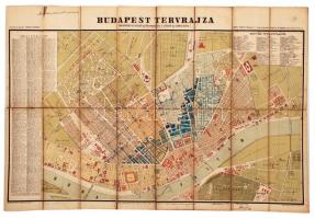 1884 Budapest tervrajza, tekintettel az utcák új elnevezésére s a házak új számozására(a pesti oldalt, főként a VI-IX. kerületet bemutató térkép), Lampel Róbert Könyvkiadó, 88x60 cm