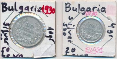 Bulgária 1930BP 20L Ag + 50L Ag mindkettő Budapesten vert érme, Berán Lajos tervezte T:2,2- Bulgaria 1930BP 20 Leva Ag + 50 Leva Ag both were minted in Budapest, designed by Lajos Berán C:XF,VF