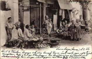 Surabaya, Soerabaja; village house, fruit merchants, folklore (EK)