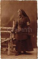 Hungarian Red Cross nurse, Shepherd's axe, photo