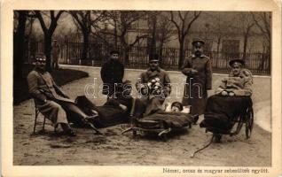 Német, orosz és magyar sebesültek együtt, Érdekes Újság kiadása / German, Russian and Hungarian injured soldiers (EK)