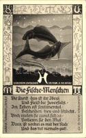 Die fische-Menschen / Pisces, horoscope postcard