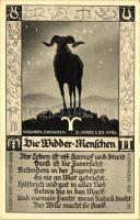 Die Widder Menschen / Aries, horoscope postcard