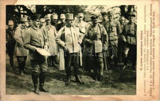 A Radymnoi ütközetben kitűnt VI. (kassai) hadtest parancsnoka: Arz altábornagy vezérkarával, 42. számú csataképes kártya / Lieutenant General with his military staff (wet corner)