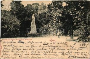 1897 Graz, Anastasius Grün Denkmal im Stadtpark / statue in city park (cut)