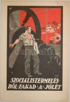 1919-es tanácsköztársasági propaganda plakát 1950-es évekbeli utánnyomata 25x35 cm
