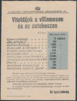 1946 A Budapest székesfővárosi Közlekedési Rt. villamoson és autóbuszon érvényes viteldíjainak az igazgatóság által kiadott tájékoztatója