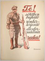1919-es tanácsköztársasági propaganda plakát 1950-es évekbeli utánnyomata 25x35 cm (kétoldalas nyomás)