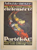 1919-es tanácsköztársasági propaganda plakát 1950-es évekbeli utánnyomata 25x35 cm (kétoldalas nyomá...