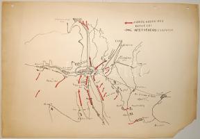 A Miskolc körüli 1919-es harckról készített térkép az 1950-es évekből 30x40 cm