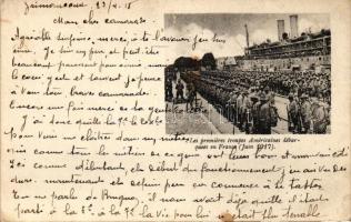 1917 First American troops landed in France, steamship, 1917 Az első Amerikai katonák megérkeztek Franciaországba.
