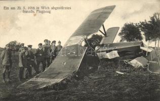 Ein am 20. 5. 1916 in Wich abgestürztes französ. Flugzeug / crashed French military aircraft