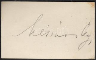 Mészáros Ági színésznő aláírása névjegykártyán