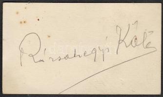 Rózsahegyi Kálmán színész aláírása papírlapon