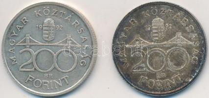 1992. 200Ft Ag "MNB" (2x) T:2,2- patina