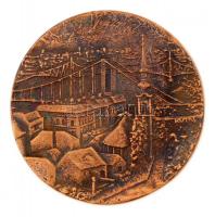Kutas László (1936-): Budapest 1949-1979. Bronz plakett, kétoldalas, jelzett, díszdobozban, d:10 cm
