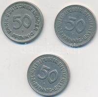 NSZK 1950J+F 50pf Cu-Ni (3x) T:2 FRG 1950J+F 50 Pfennig Cu-Ni (3x) C:XF