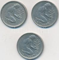 NSZK 1950J+F 50pf Cu-Ni (3x) T:2
FRG 1950J+F 50 Pfennig Cu-Ni (3x) C:XF