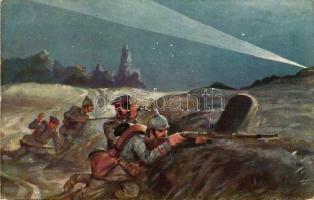 Első Világháborús Császári és Királyi hadsereg éjszaka, M & B Nr. 4680. 12 D., Infanteriepatrouille bei Nacht / WWI K.u.K. infantry at night, M & B Nr. 4680. 12 D.