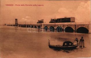 Venice, Venezia; railway bridge over the lagoon (wet damage)