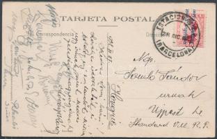 1932 Az UTE csapattagjainak aláírása a Barcelonából hazaküldött képeslapon(Kiss, Szalay, P.Szabó, Szűcs, Kovács, Borsányi stb.)