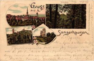 1897 Sangerhausen, Sachsenburgen, Kyffhäuser, Rothenburg, litho (EK)