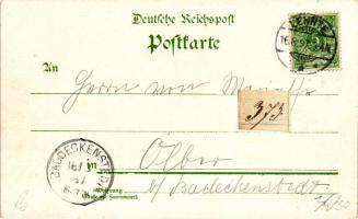 1897 Lehrte, Bahnhof, Krieger-Denkmal / railway station, military monument, litho
