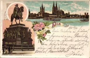 1898 Köln, Denkmal König Friedrich Wilhelm III / Friedrich Wilhelm III monument, floral litho
