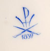 Herendi Eton mintás leveses tál, kézzel festett, jelzett, restaurált aranyozás, m:19 cm, 28×20 cm