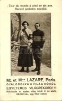 Mr et Mme Lazare, tour monde a pied en six ans. Record pedestre mondial / gyalogos világutazó házaspár / globetrotters, world travelers