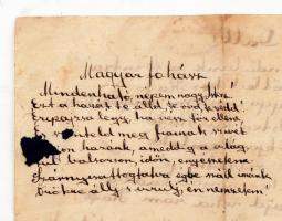 1940 Csendőr fotó, 8x6cm, vers formában írt levéllel az egyik oldalon a másikon Magyar fohász