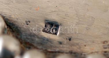 Ezüst (Ag.) art deco füles tálca, jelzett, mesterjeggyel (AG), eredeti üvegbetéttel, jó állapotban, ...