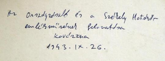 1943 Kovászna, Az Országzászló és a Székely Határőr emlékművének felavatása, hátoldalon feliratozva,...