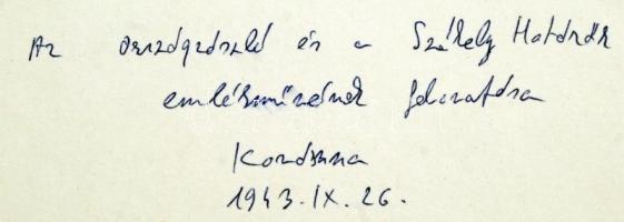 1943 Kovászna, Az Országzászló és a Székely Határőr emlékműve, 23x17 cm