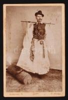 cca 1900 Füzesabony, Csikós fokossal, keményhátú fotó, 11x16 cm