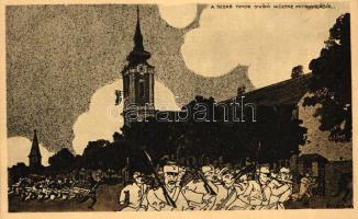 Szávaszentdemeter, Mitrovica; A szerb Timok divízió kiűzése / defeated Serbian soldiers, art postcard s: Ékes