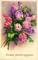 Nameday, flowers, litho