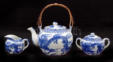 Jelzett hiányos teás csésze, matricás, apró lepattanás a kiöntőn + 5 db süteményes tányér