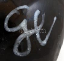 Gorka Lívia (1925-2011): Mázas  festett kerámia tál, hibátlan, jelzett, 14×22 cm