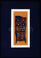 Lévai Dóra: Színes fiókok. Szitanyomat 1/25, papír, jelzett, paszpartuban, 30×13 cm