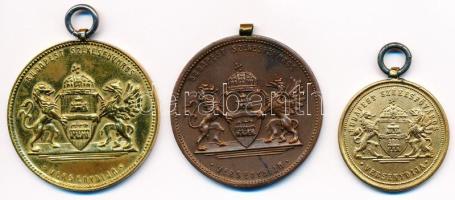 Sződy Szilárd (1878-1939) ~1930. "Budapest Székesfőváros Versenydíja" (3x) aranyozott Br és Br emlékérmek füllel (41mm,30mm) T:1-,2