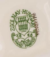 Zsolnay kézzel festett pillangós virágmintás ékszertartó doboz, hibátlan, jelzett, / Handpainted Zso...