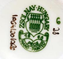 Zsolnay pillangó mintás kis kaspó, kézzel festett, jelzett, hibátlan, m:6,5 cm / Handpainted Zsolnay...