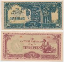 Burma/Japán megszállás 1942-1944. 10R + Malaya/Japán megszállás 1944. 10$ T:I-,II- Burma/Japanese occupation 1942-1944. 10 Rupees + Malaya/Japanese occupation 1944. 10 Dollars C:AU,VF