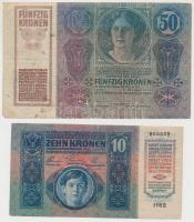 1914. 50K + 1915. 10K mindkettő csehszlovák bélyeggel T:II-,III-