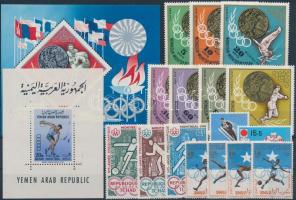 1964-1975 Olimpia motívum 5 db teljes sor + 2 db blokk, 1964-1975 Olympics 5 sets + 2 block