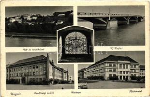 Ungvár, vár, tanítóképző, híd, Rendőrségi palota, Adóhivatal / castle, training school, bridge, police palace, tax office (EK)